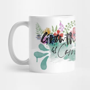 Growth is Coming Lettering with Watercolor Flowers Mug